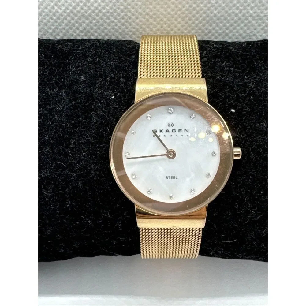 Skagen Freja 358SRRD Womens Rose-Tone Steel Mesh Analog Dial Quartz Watch AEA003